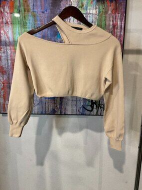 Michael Costello x REVOLVE Asym Cut Out Dolman Sweater Nude XS